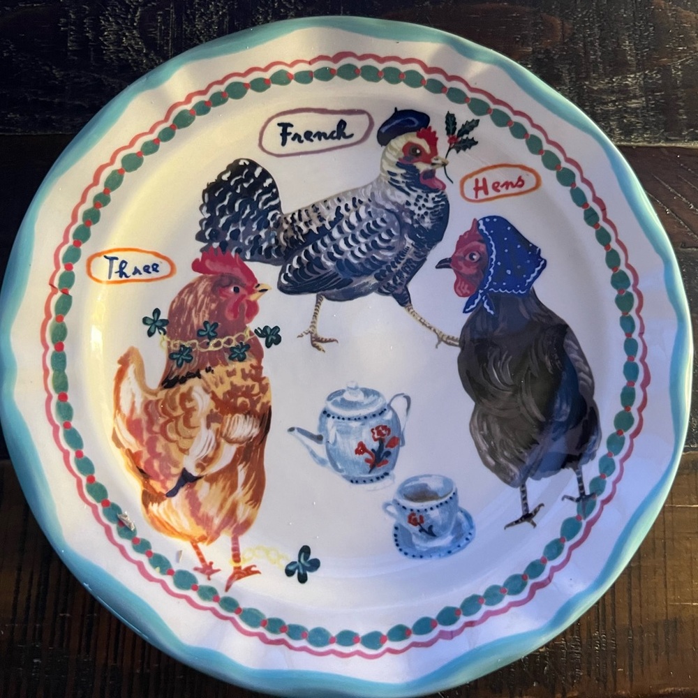 Nathalie Lete Three French Hens Brand New Plate
